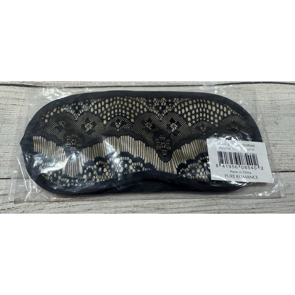 New Pure Romance Black & Gold Lace Look Blindfold  GTubJ